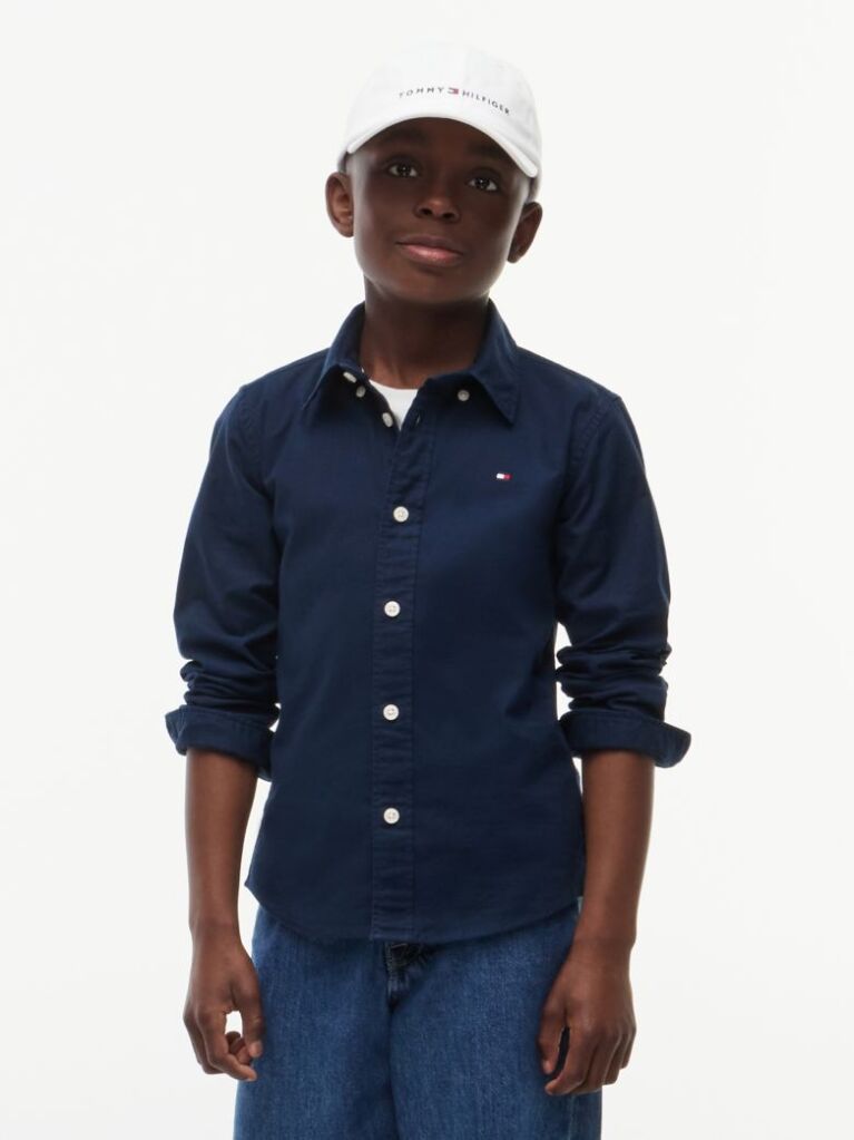 Blue Camasa Din Poplin De Bumbac Elastic  Baieti