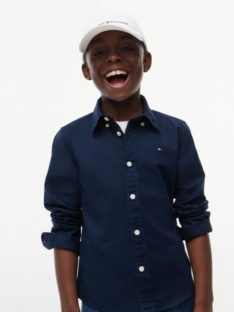 Blue Camasa Din Poplin De Bumbac Elastic  Baieti