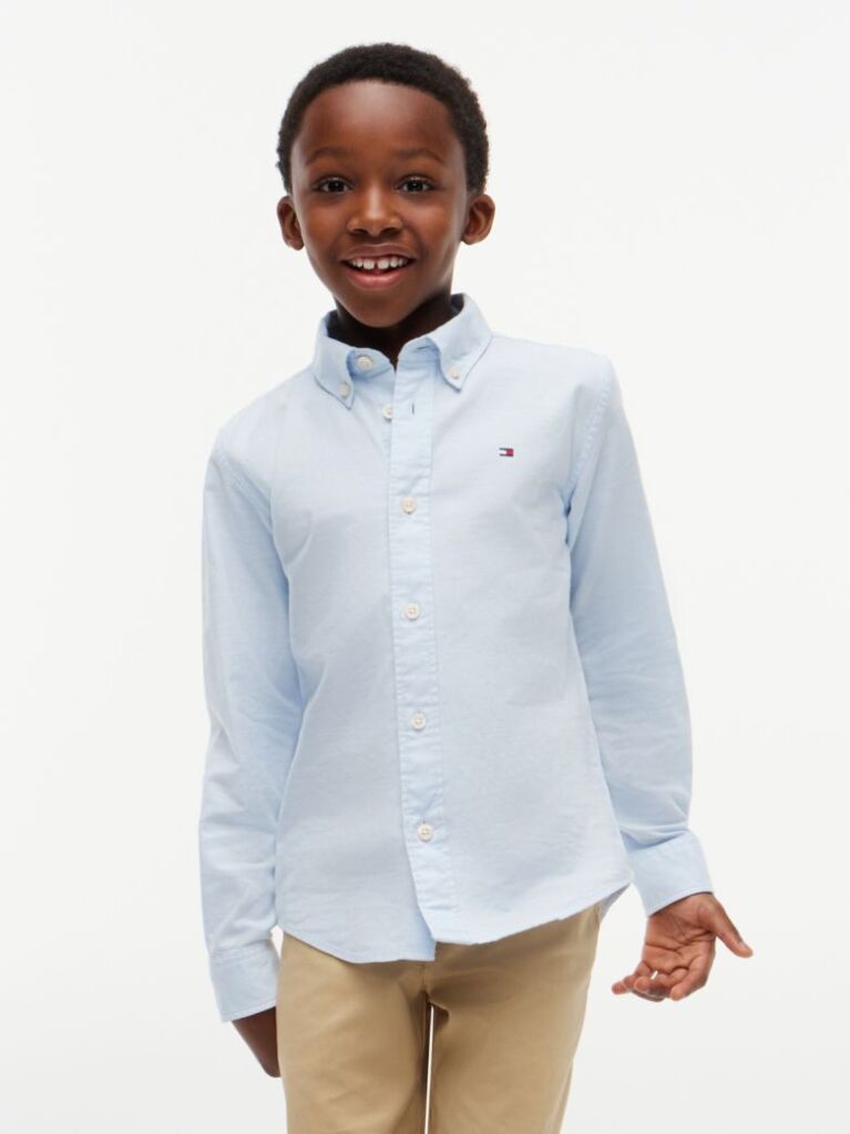 Blue Camasa Din Poplin De Bumbac Elastic  Baieti