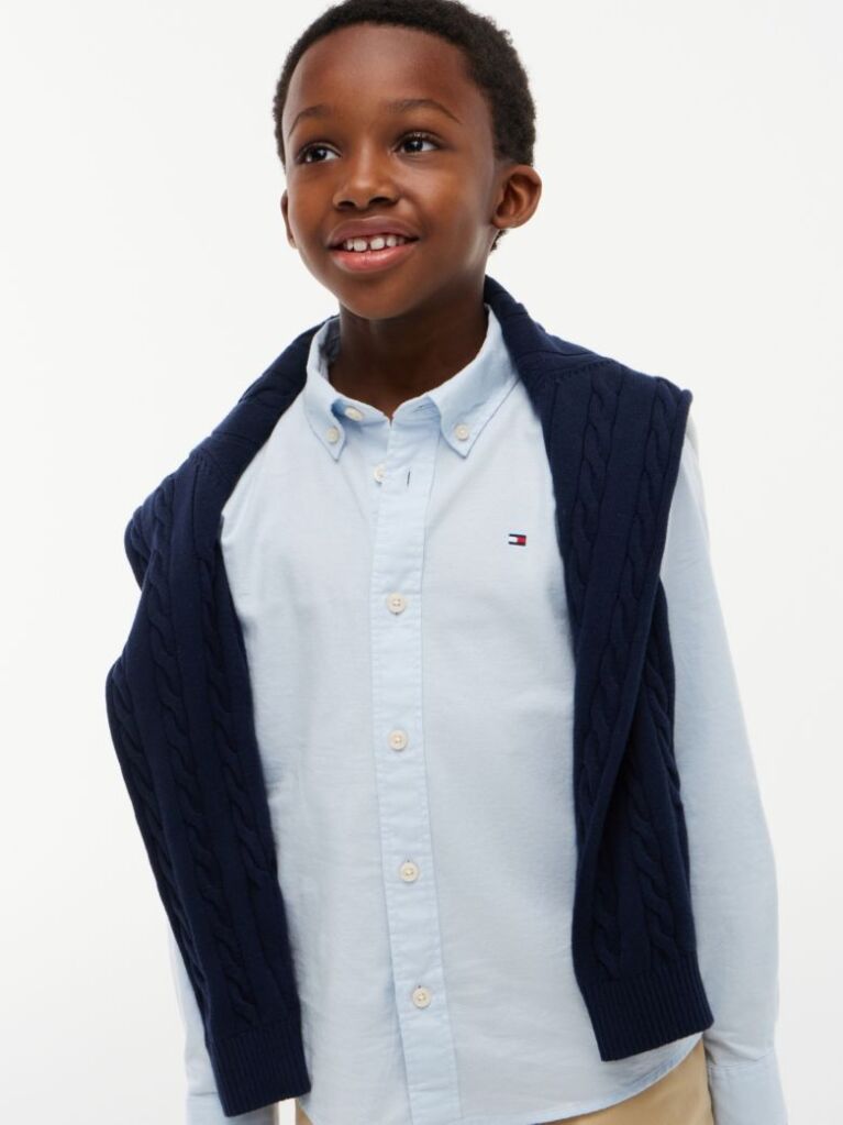 Blue Camasa Din Poplin De Bumbac Elastic  Baieti