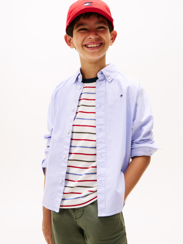 Blue Camasa Din Poplin De Bumbac Elastic  Baieti