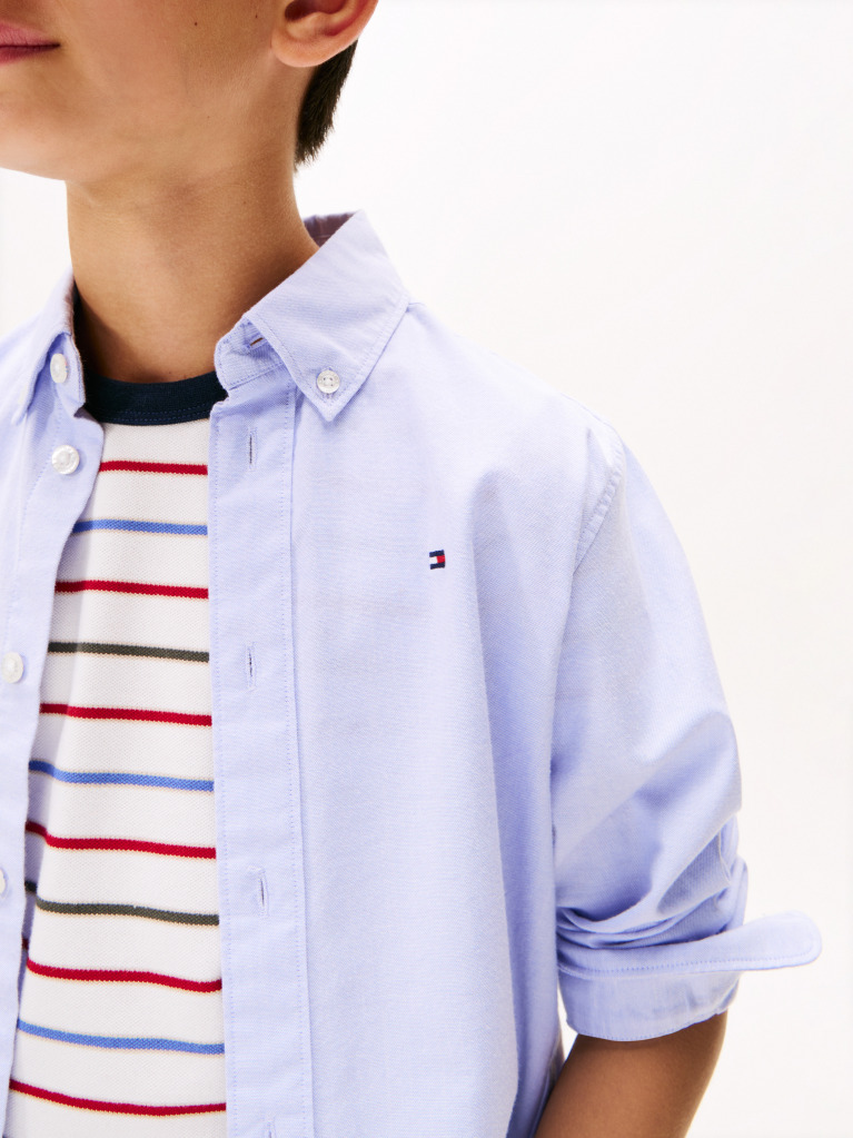 Blue Camasa Din Poplin De Bumbac Elastic  Baieti