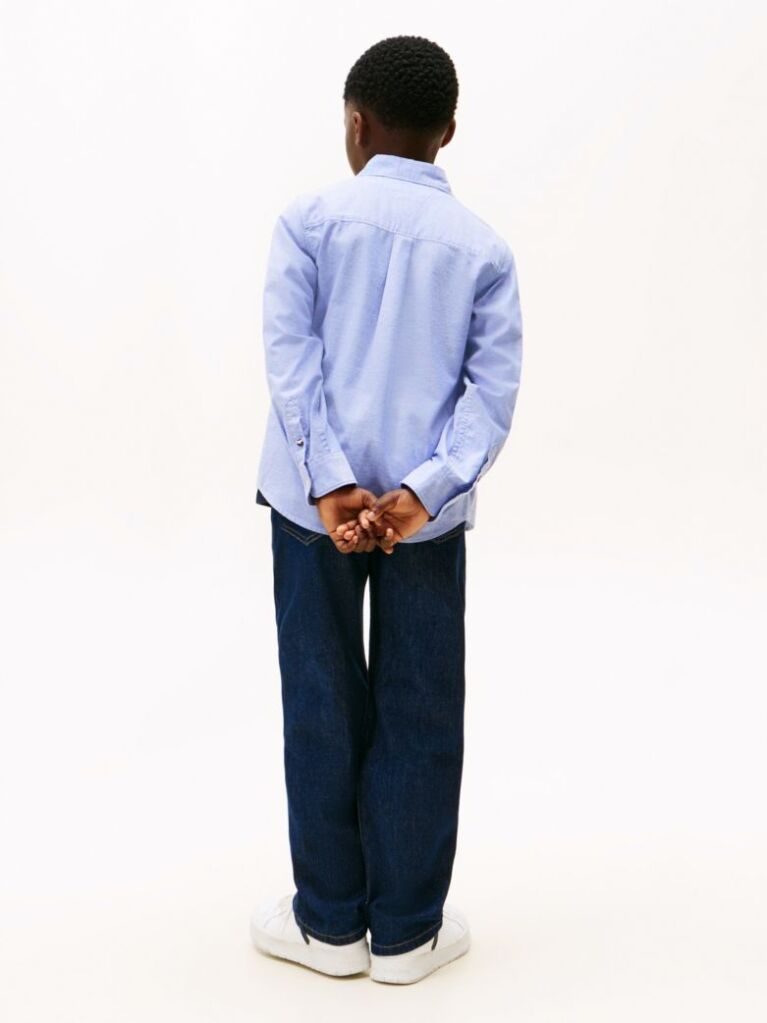 Blue Camasa Din Poplin De Bumbac Elastic  Baieti