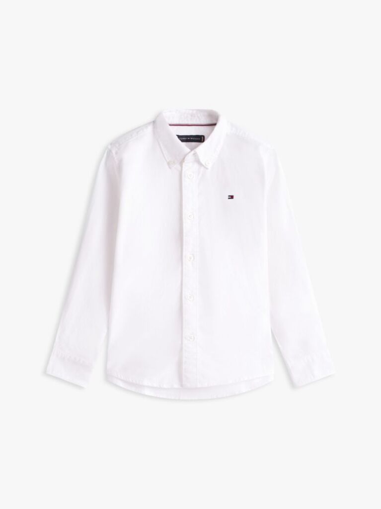 White Stretch Cotton Poplin Shirt  Boys