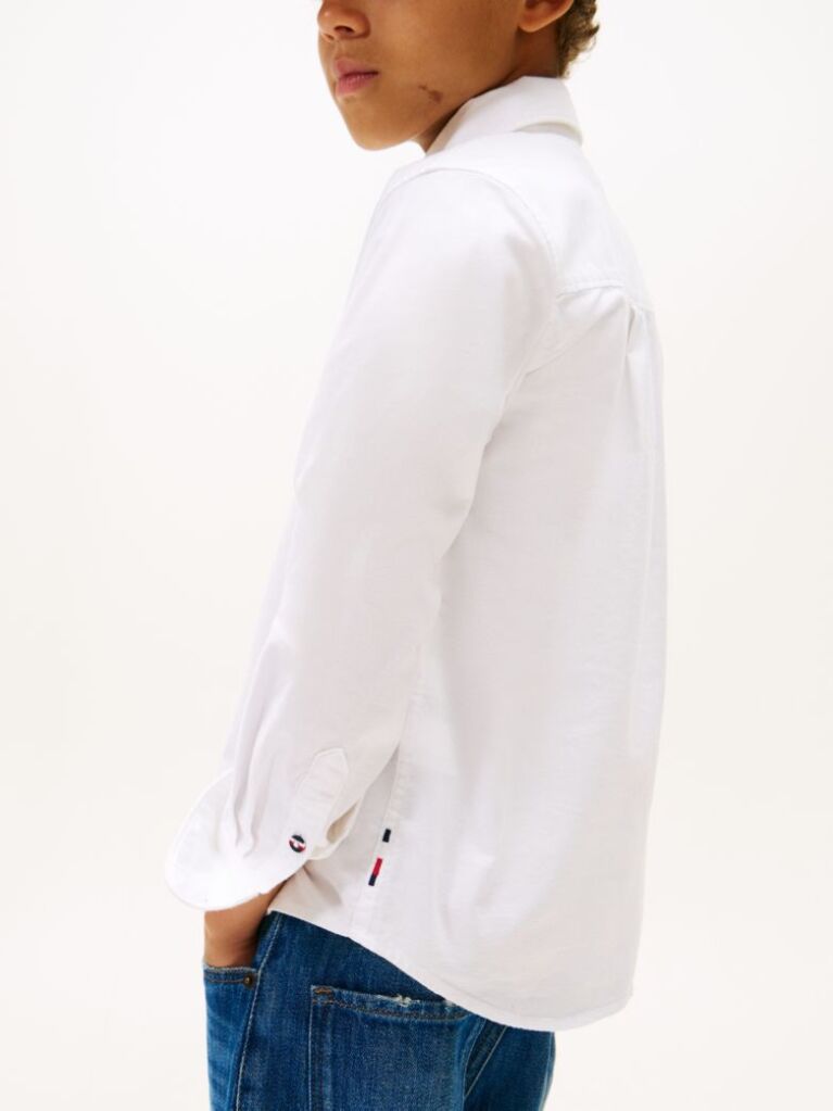 White Stretch Cotton Poplin Shirt  Boys