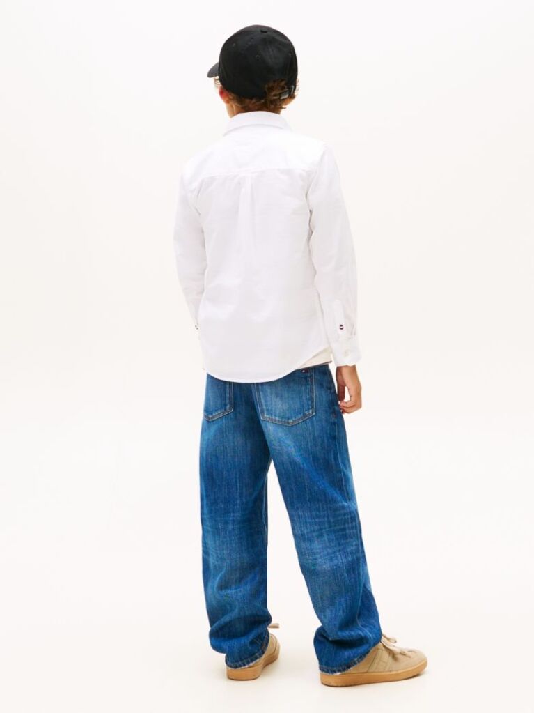 White Stretch Cotton Poplin Shirt  Boys