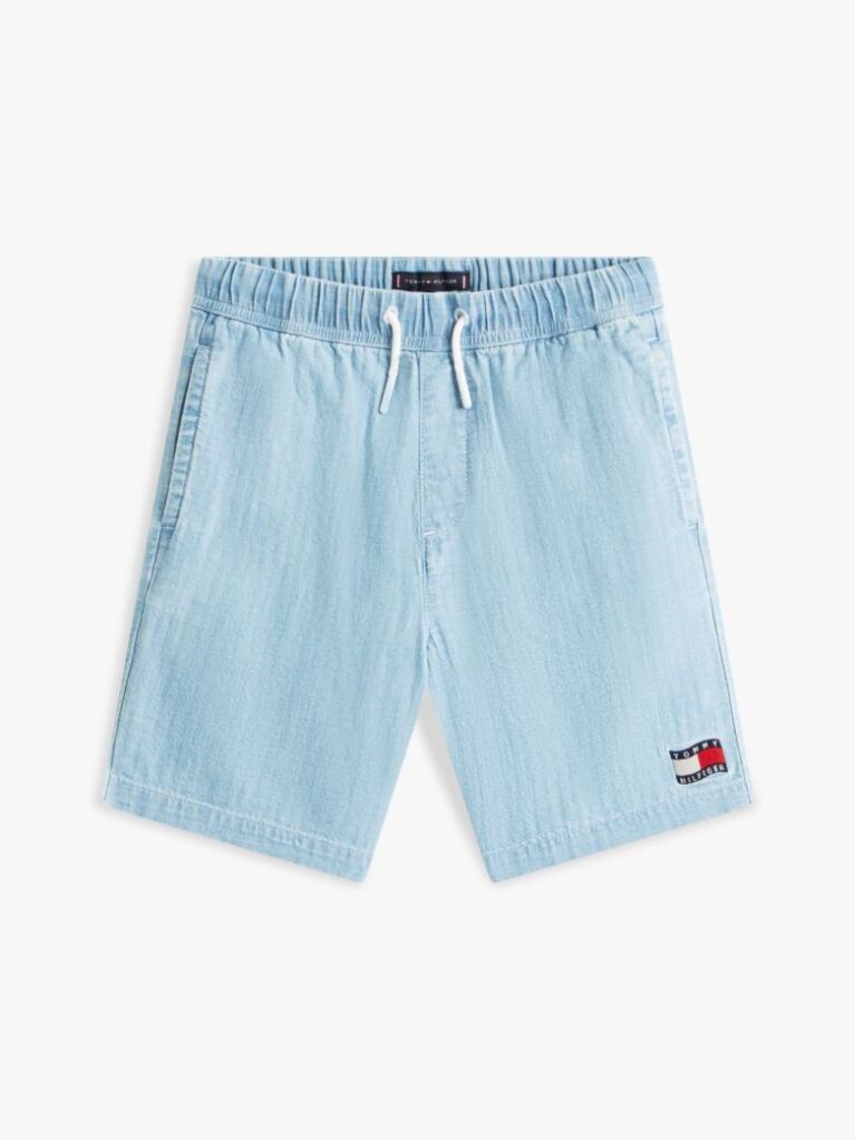 Denim Wavy Flag Herringbone Weave Relaxed Shorts  Boys