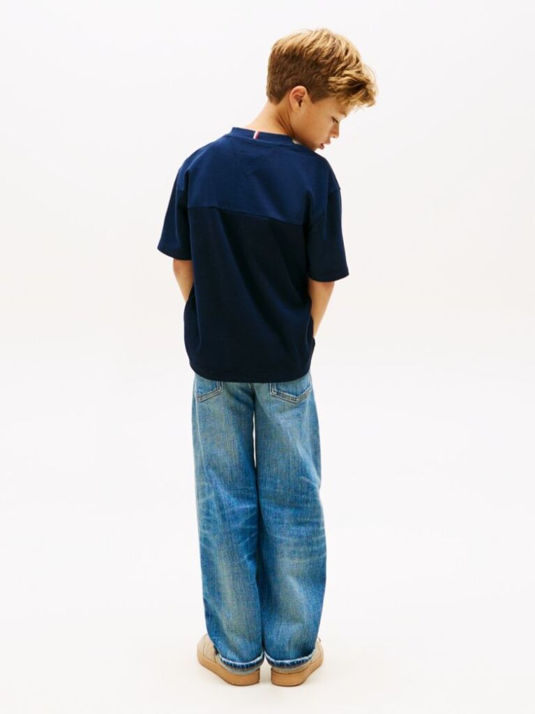 Blue Logo Peached Jersey V-Neck T-Shirt  Boys