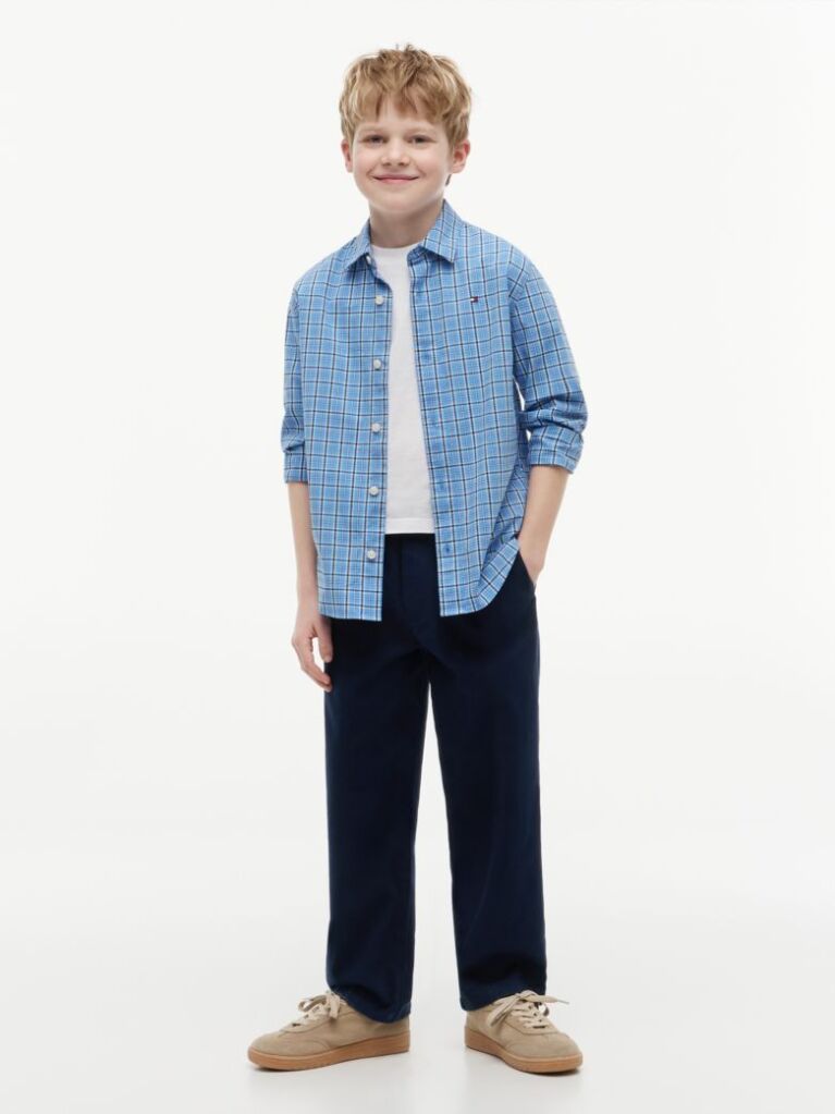 Blue Pantaloni Esentiali Din Tesatura Twill  Baieti