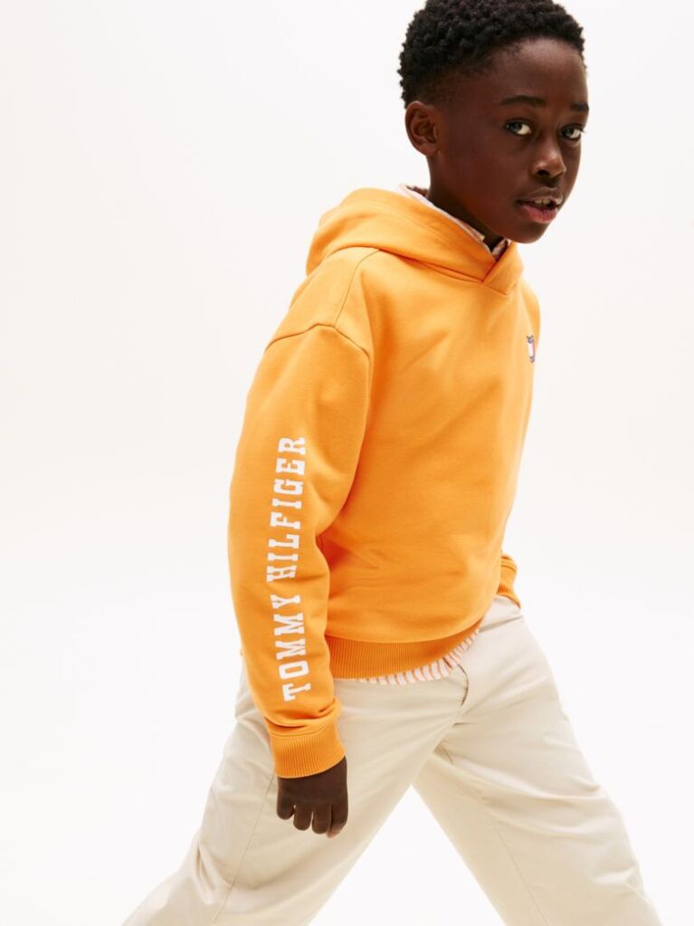 Orange Wavy Flag Terry Hoody  Boys