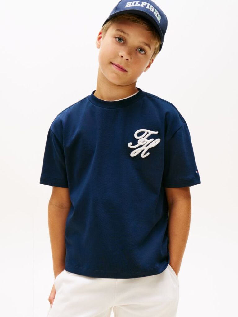 Blue Logo Appliqué Interlock Knit T-Shirt  Boys