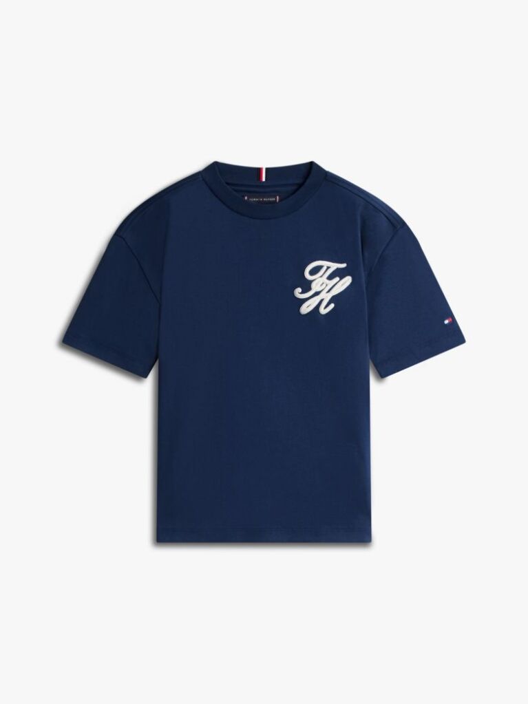 Blue Logo Appliqué Interlock Knit T-Shirt  Boys