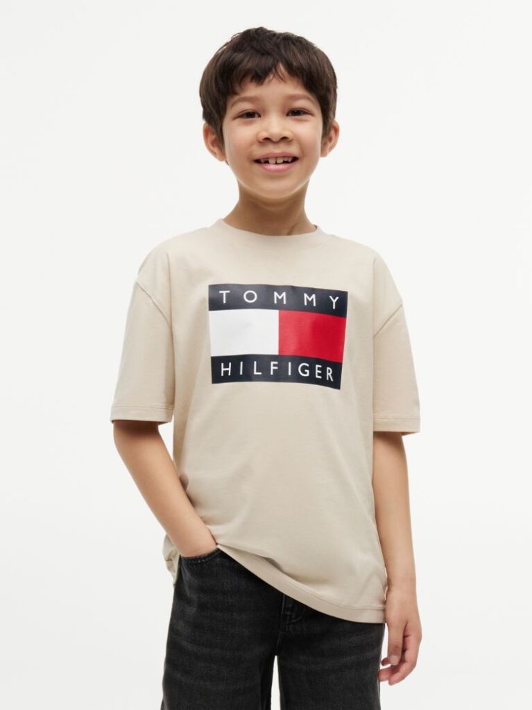 Beige Heritage Flag Print Jersey T-Shirt  Boys