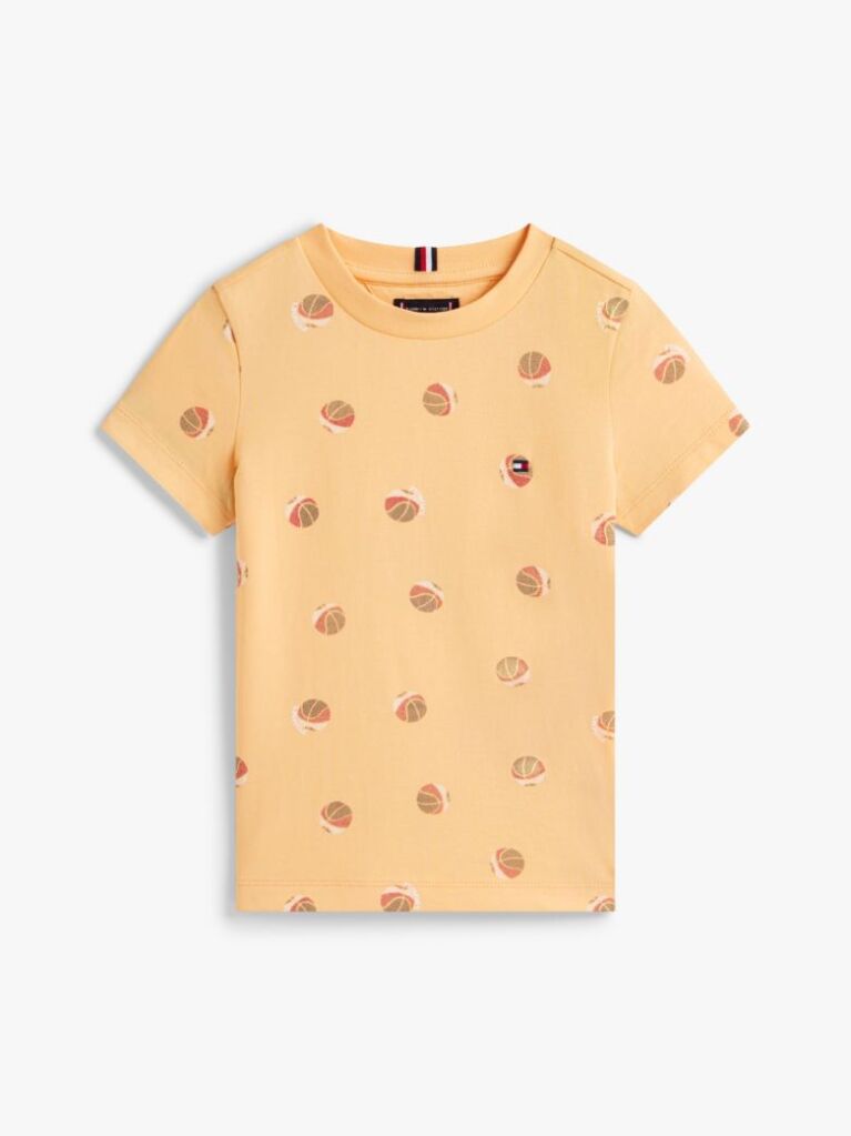 Portocaliu Tricou Cu Guler Rotund Din Jersey Imprimat  Baieti