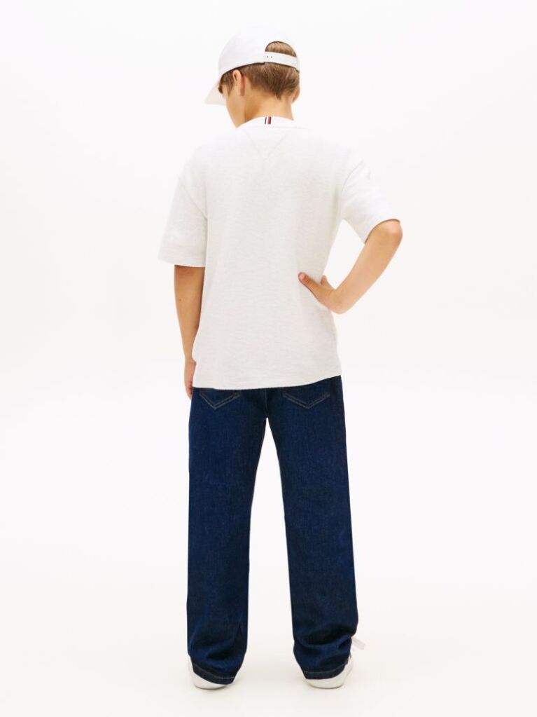 White Logo Embroidery Jersey Twill T-Shirt  Boys