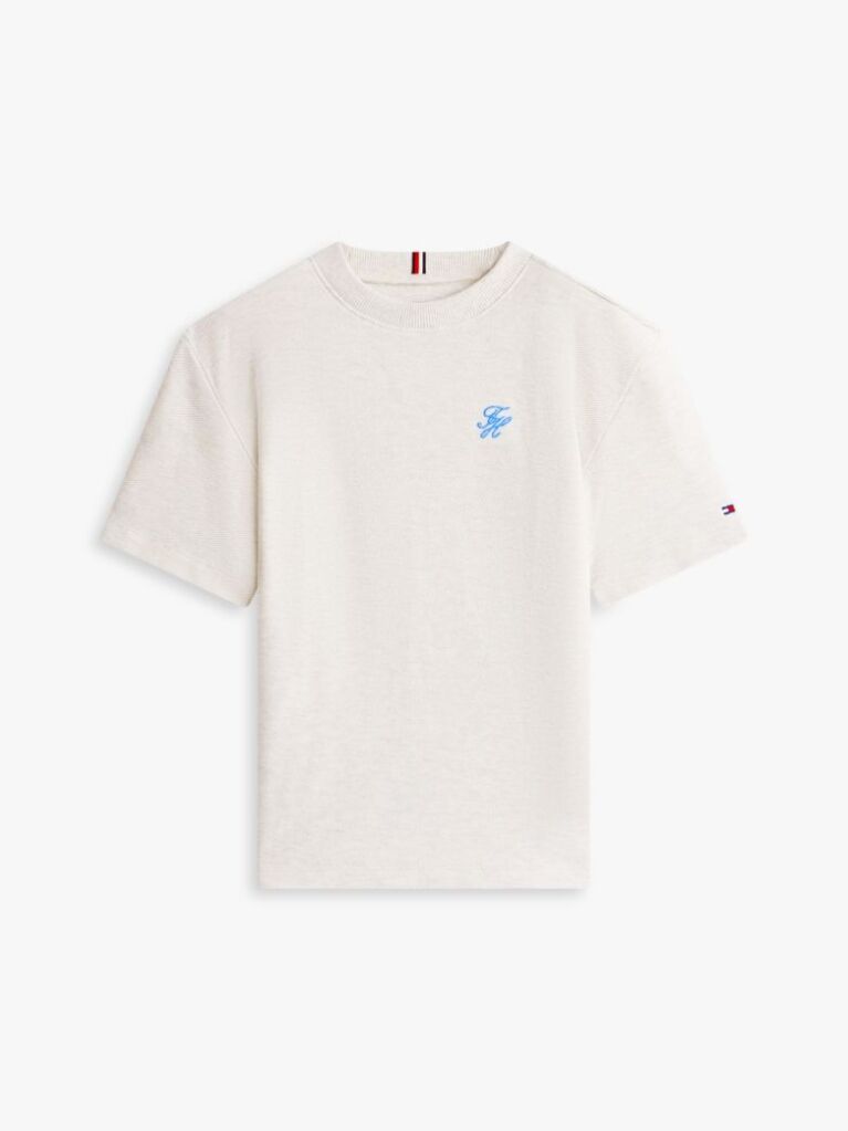 White Logo Embroidery Jersey Twill T-Shirt  Boys