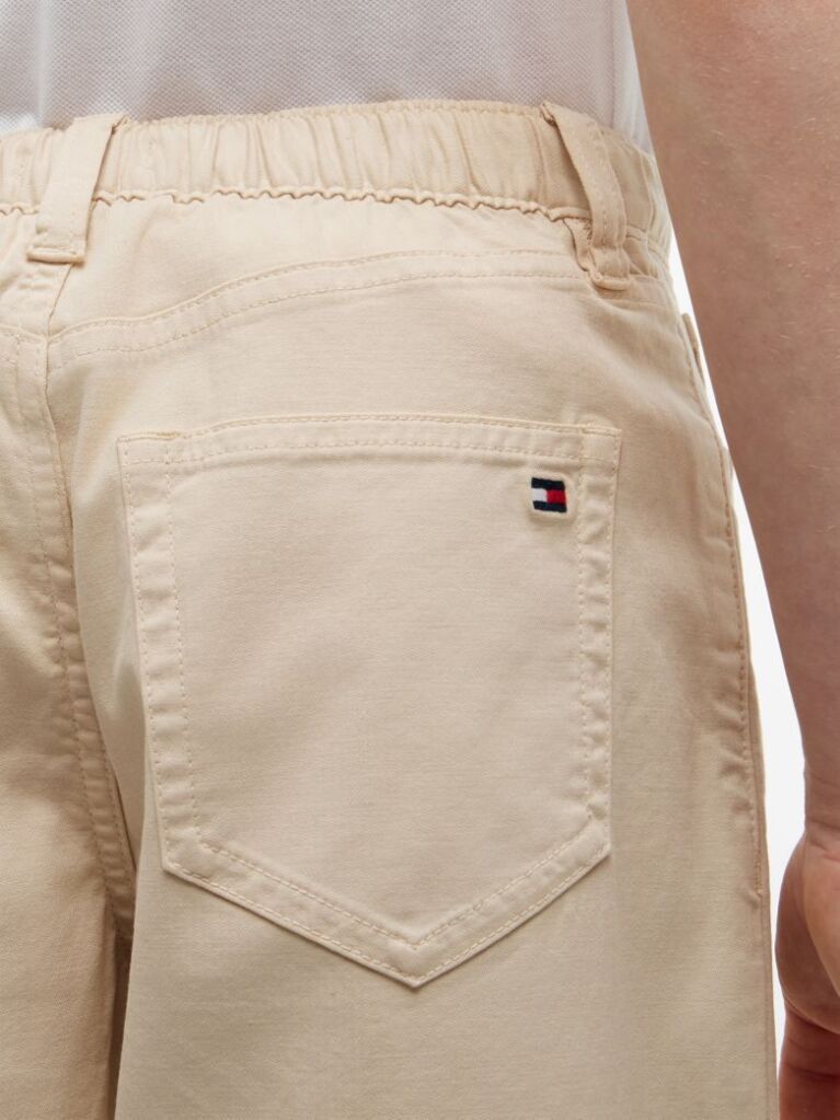 Bej Herringbone Pantaloni Twill Cu Picior Evazat Barrel  Baieti