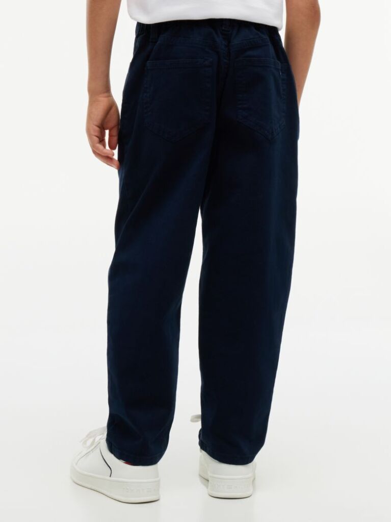 Blue Herringbone Pantaloni Twill Cu Picior Evazat Barrel  Baieti