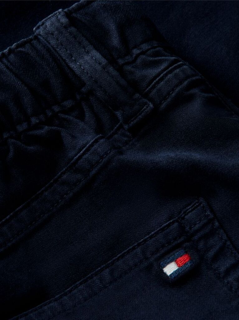 Blue Herringbone Pantaloni Twill Cu Picior Evazat Barrel  Baieti