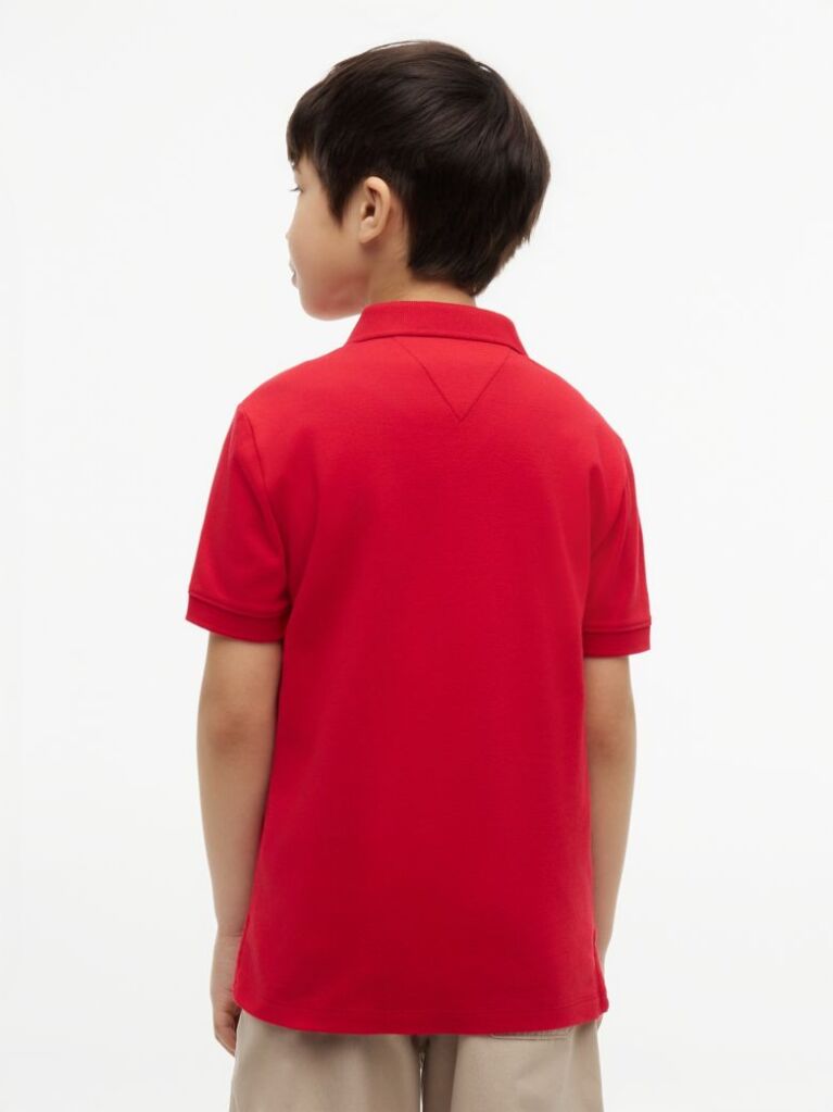 Rosu Tricou Polo Cu Croiala Normala Si Broderie Grafica  Baieti