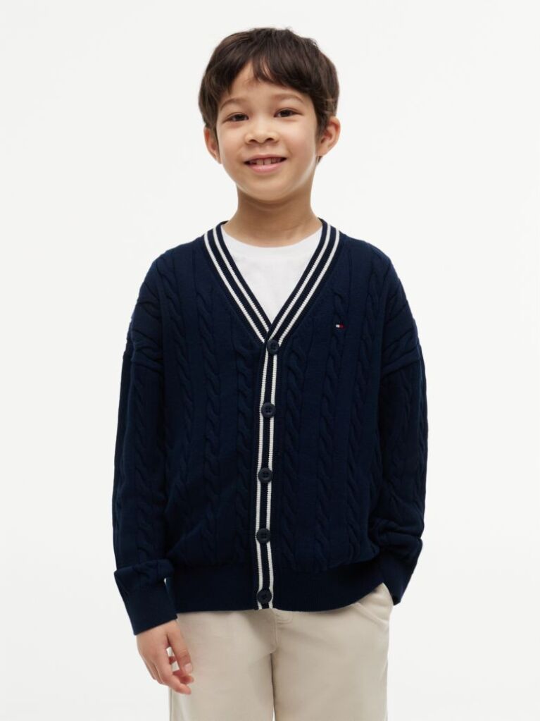 Blue Cotton Polo Tipping Cardigan  Boys