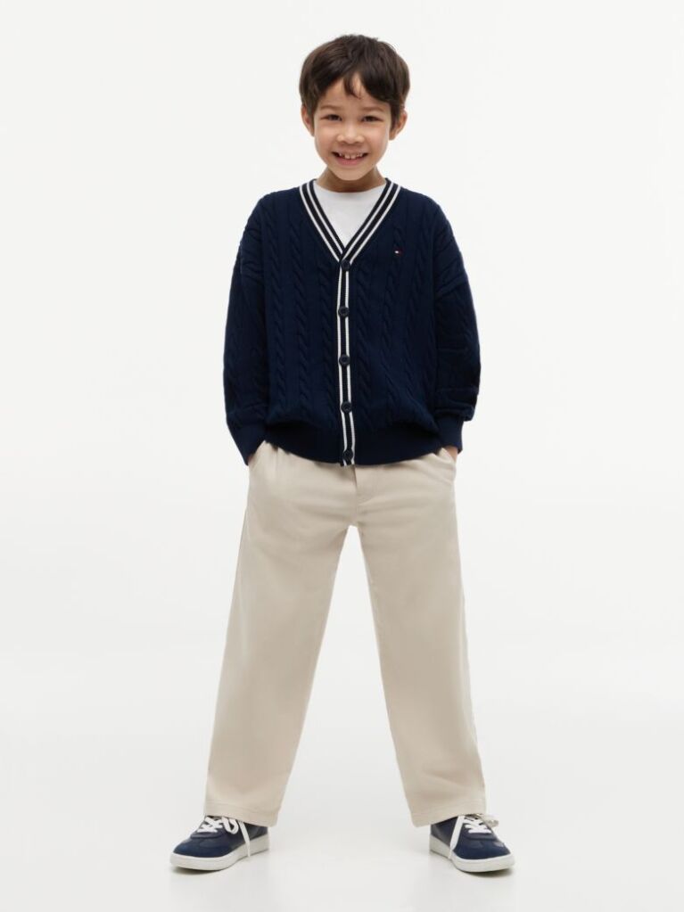Blue Cotton Polo Tipping Cardigan  Boys