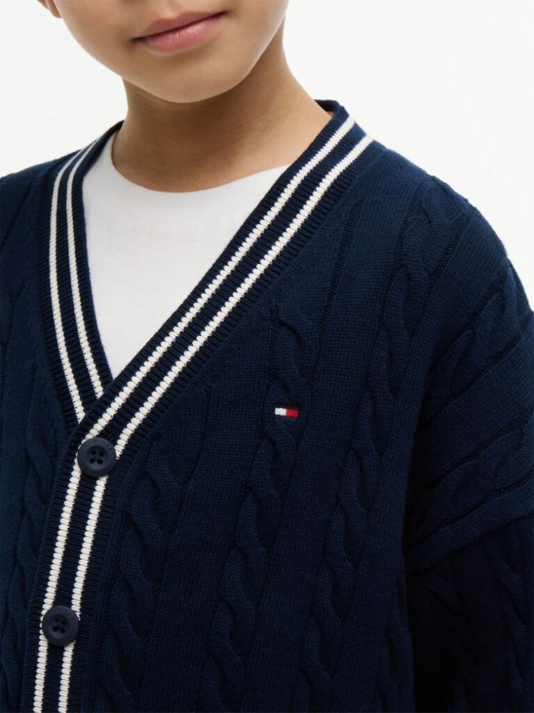 Blue Cotton Polo Tipping Cardigan  Boys