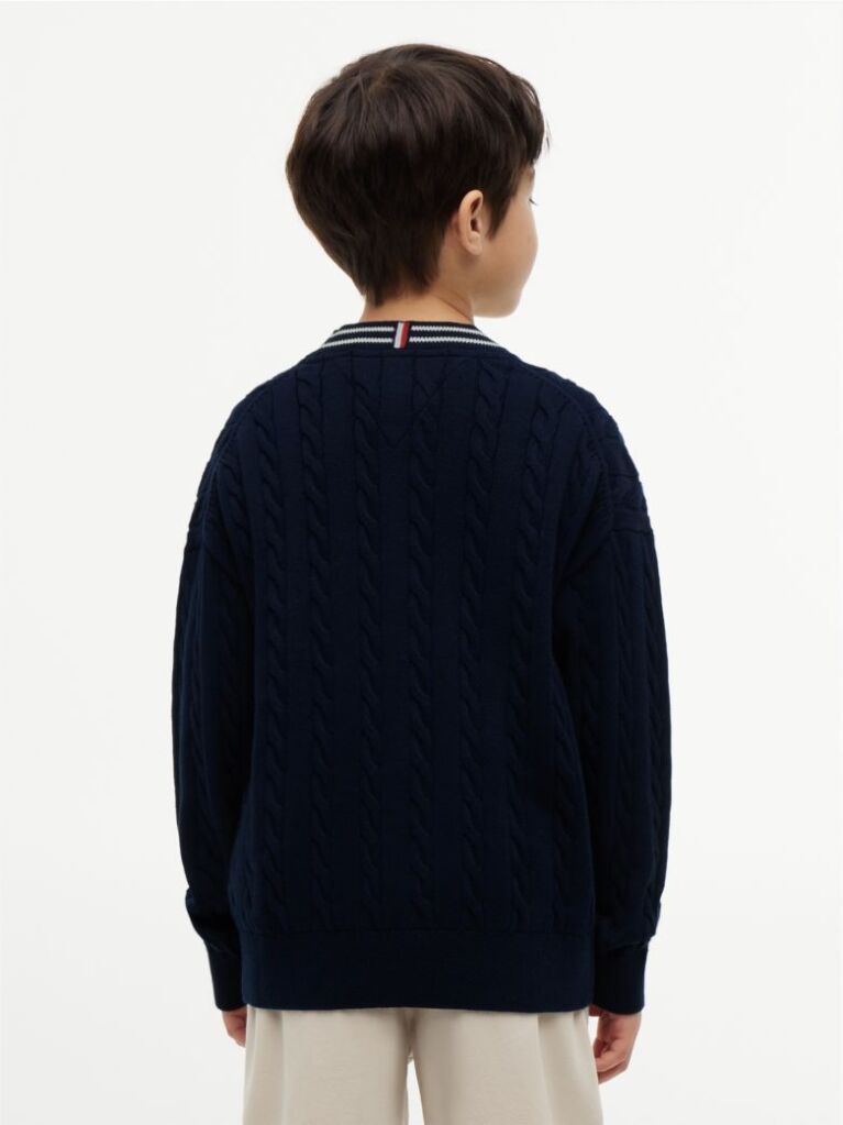 Blue Cotton Polo Tipping Cardigan  Boys