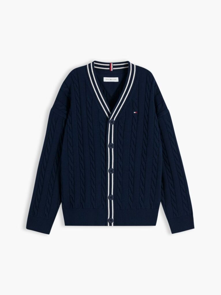 Blue Cotton Polo Tipping Cardigan  Boys