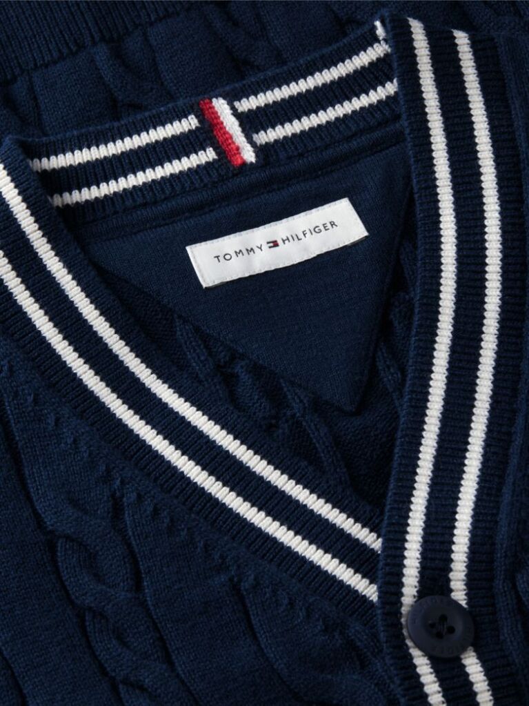 Blue Cotton Polo Tipping Cardigan  Boys