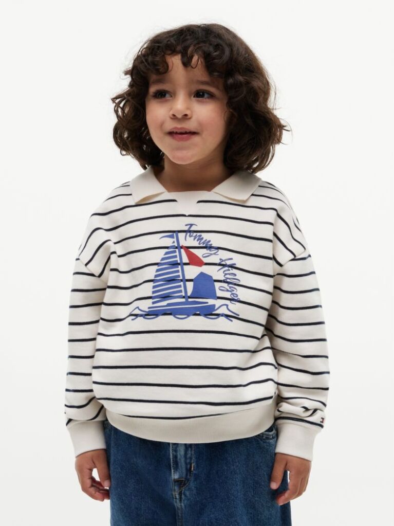 Multi Logo Graphic Polo Collar Sweatshirt  Boys
