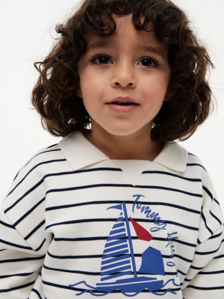 Multi Logo Graphic Polo Collar Sweatshirt  Boys