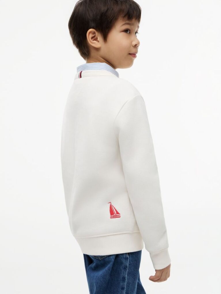 White Logo Interlock Pique Sweatshirt  Boys