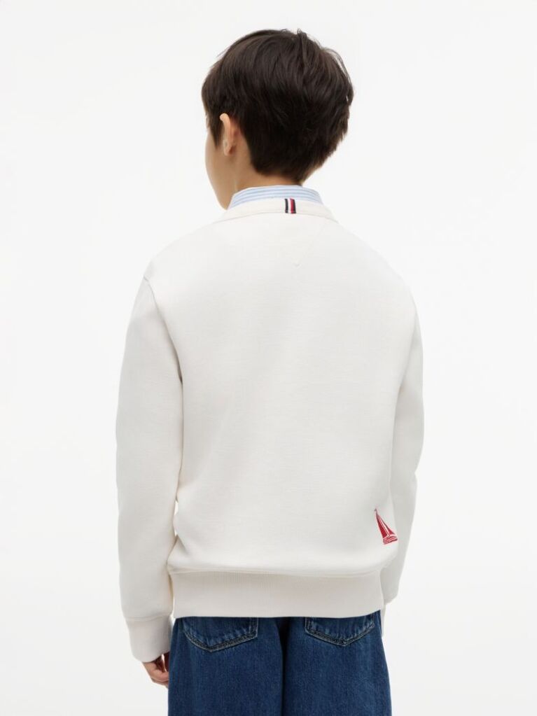 White Logo Interlock Pique Sweatshirt  Boys