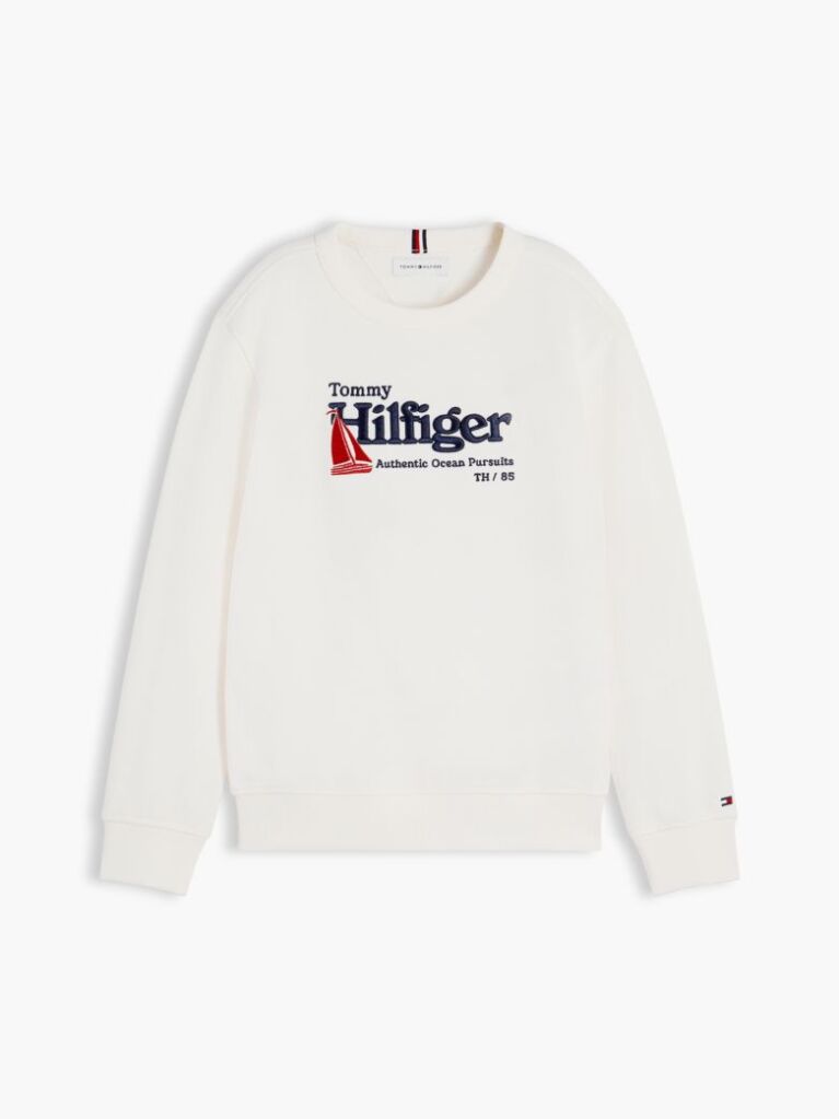 White Logo Interlock Pique Sweatshirt  Boys