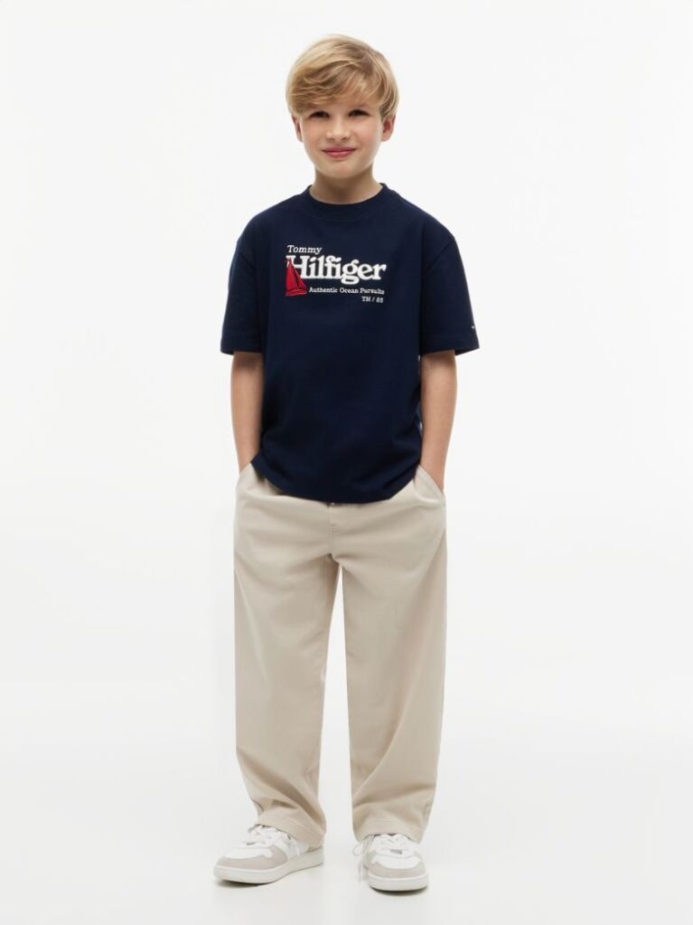 Blue Tricou Din Tesatura Piqué Cu Logo Brodat  Baieti