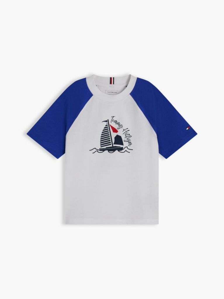 Blue Tricou Cu Maneci Raglan Blocuri De Culoare Si Logo  Baieti