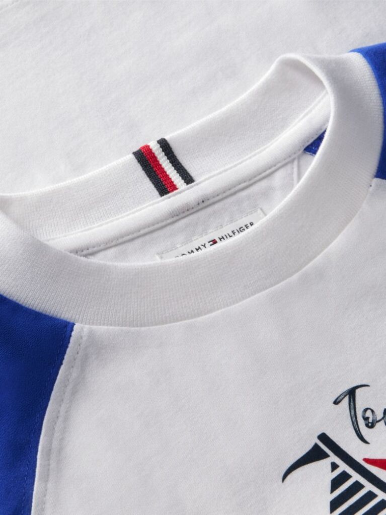 Blue Tricou Cu Maneci Raglan Blocuri De Culoare Si Logo  Baieti