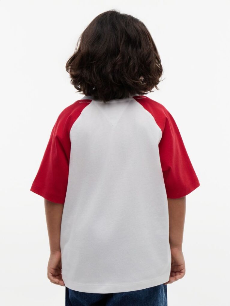 Rosu Tricou Cu Maneci Raglan Blocuri De Culoare Si Logo  Baieti