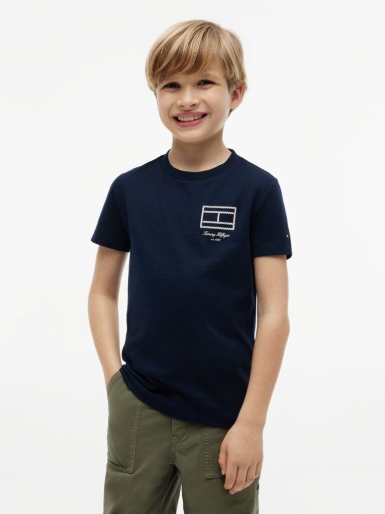 Blue Tricou Cu Logo Outline De Steag  Baieti