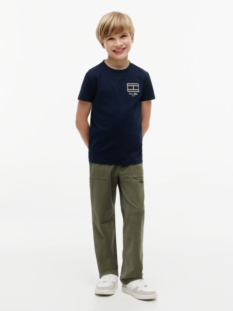 Blue Tricou Cu Logo Outline De Steag  Baieti