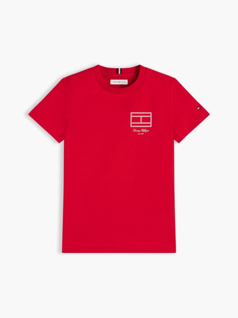Rosu Tricou Cu Logo Outline De Steag  Baieti