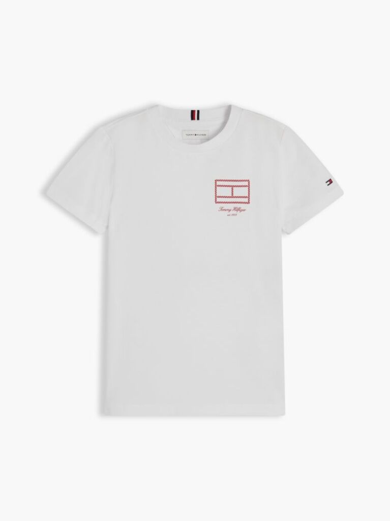 Alb Tricou Cu Logo Outline De Steag  Baieti