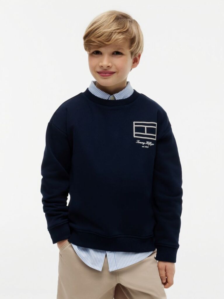 Blue Outline Flag Logo Terry Sweatshirt  Boys