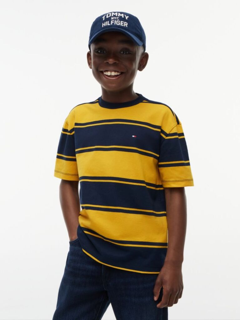 Yellow Stripe Jersey Crew Neck T-Shirt  Boys