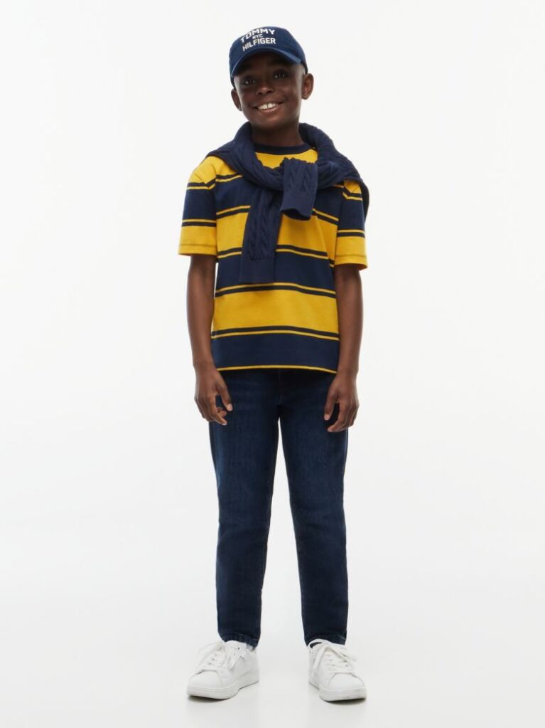 Yellow Stripe Jersey Crew Neck T-Shirt  Boys