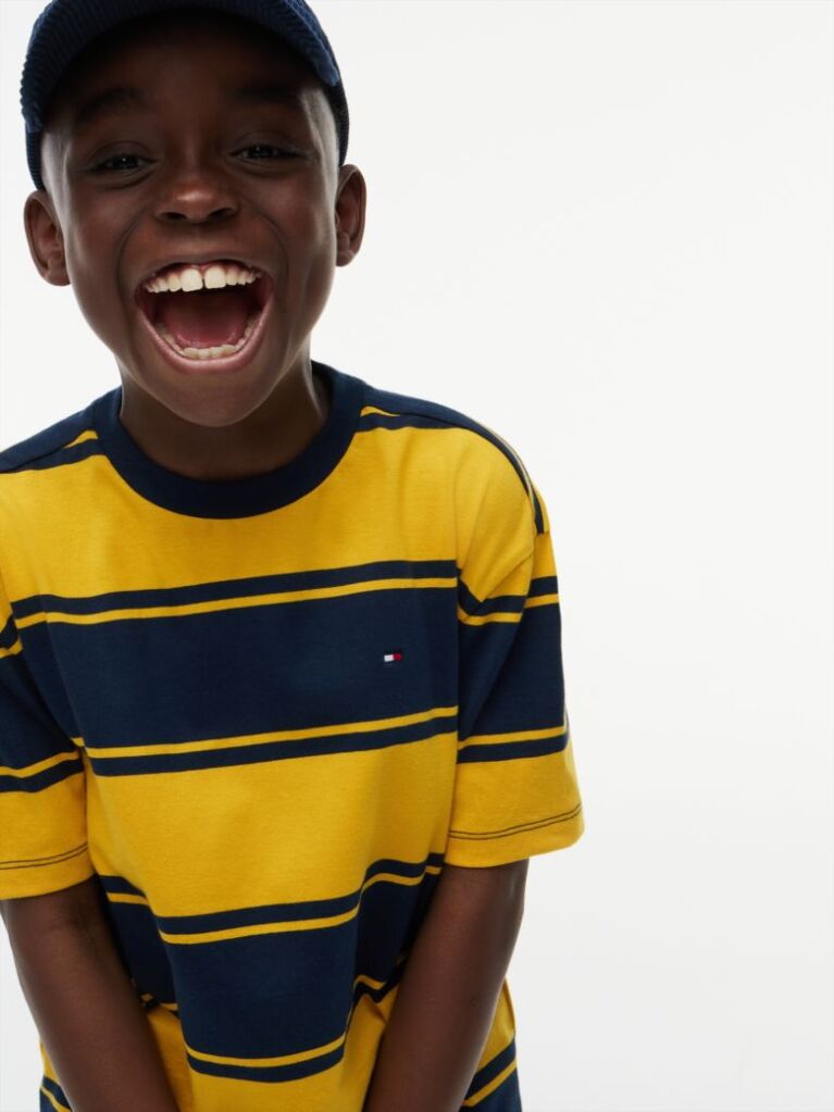 Yellow Stripe Jersey Crew Neck T-Shirt  Boys
