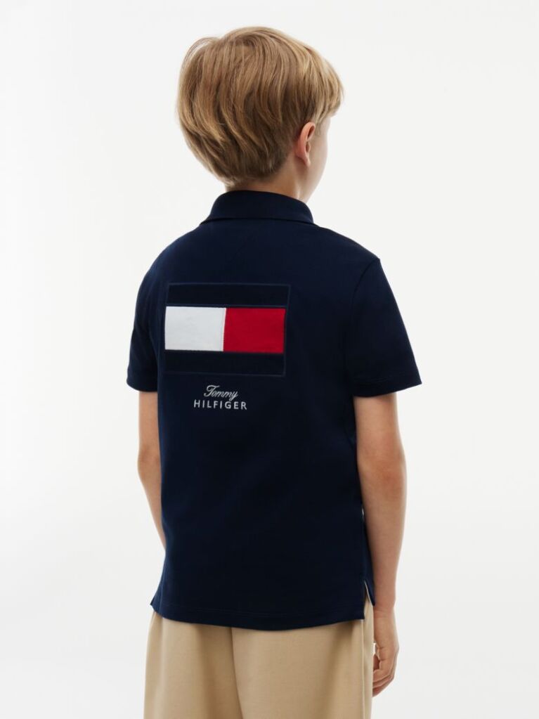 Blue Polo Cu Croiala Regular Si Logo  Baieti