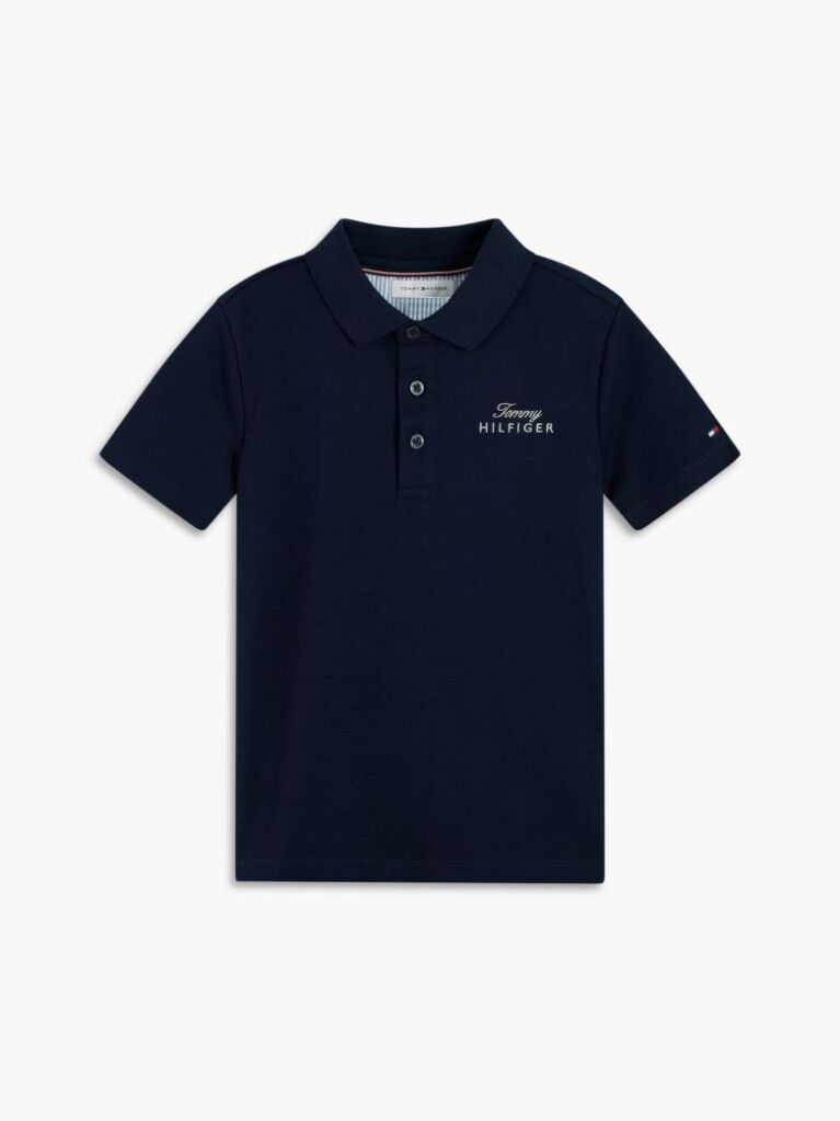Blue Polo Cu Croiala Regular Si Logo  Baieti