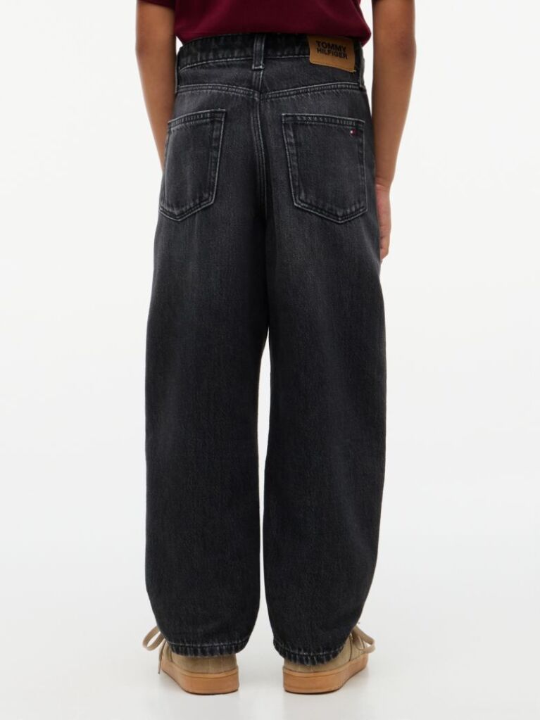 Black Relaxed Faded Barrel Black Jeans  Boys